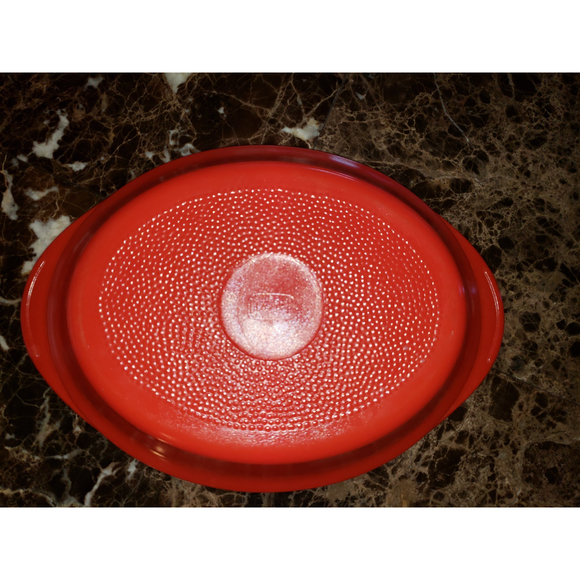 USA Glasbake J239 Red Vintage Divided Oval Casserole 12 inches by 8.5 inches - Picture 5 of 6
